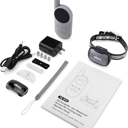 eXuby - Tiny Shock Collar for Small Dogs 5-15lbs - Smallest Collar on The Market - Sound, Vibration, & Shock - 9 Intensity Levels - Pocket-Size Remote - Long Battery Life - Water-Resistant - Gray