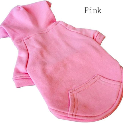 Lovelonglong Blank Basic Hoodie Sweatshirt for Dogs 100% Cotton Fits Small Medium Dachshund Large Dog Pink D-S