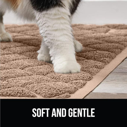 GORILLA GRIP Cat Litter Box Mat, Water Resistant, US Designed Kitty Litter Trapping Mats, Easy to Clean, Scatter Control, Less Mess and Clean Floors, Kitten Supplies for Indoor Cats, 24x17 Beige