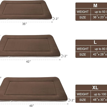 Large Soft Dog Bed 47" Crate Pad - Machine Washable Mat With Non-Slip Bottom - Mattress for Large and Medium Pets - Cushion for Kennel