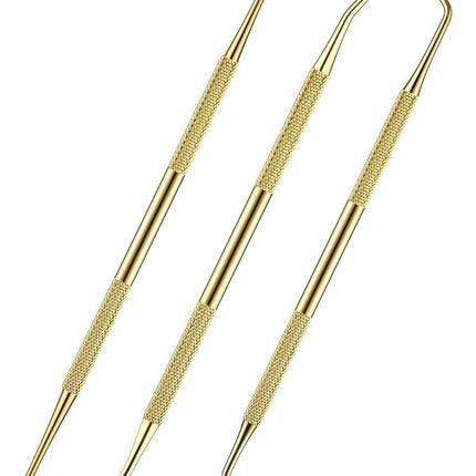 Hotop 3 Pieces Dog Dental Tooth Scaler and Scraper Stainless Double Headed Tarter Removing Tool Scraper Pet Teeth Cleaning Tools for Dog and Cat(Gold)