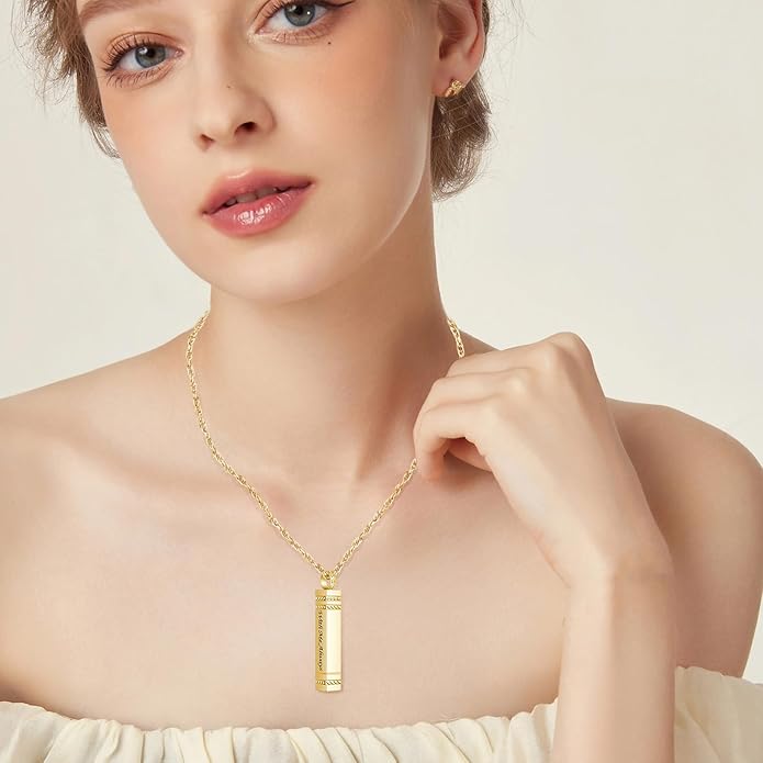 abooxiu Urn Necklace for Ashes Memorial Cremation Jewelry for Ashes Stainless Steel Ashes Jewelry Cube Ashes Necklace Bar Urn Pendant for Women Men