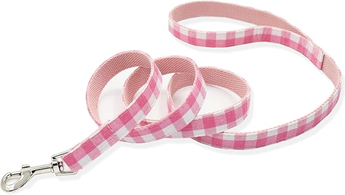 Bubblepup Dog Collar and Leash Set, Comfortable Adjustable Dog Collars for Small Dogs, Pink, Geometric Pattern