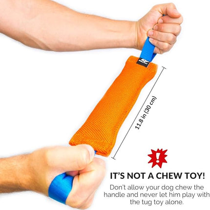 Bull Fit K9 Dog Bite Tug Toy with 2 Strong Handles - Made of Durable & Tear-Resistant French Linen - Perfect for Tug of War, Fetch & Puppy Training - Ideal for Medium to Large Breeds