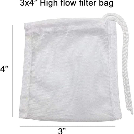6 Pack Small Sized Filter Bags for Activated Carbon,3 by 4 inches High Flow Aquarium Mesh Media Filters Bag with Drawstrings for Fish Tank Charcoal Filter Bags