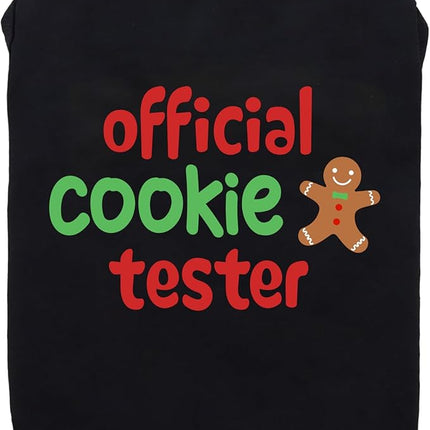 Fitwarm Official Cookie Tester Funny Dog Shirt, Christmas Dog Clothes for Small Dogs Boy Girl, Holiday Doggy Tshirt, Pet Outfit, Gingerbread, Black, Red, Green, Medium