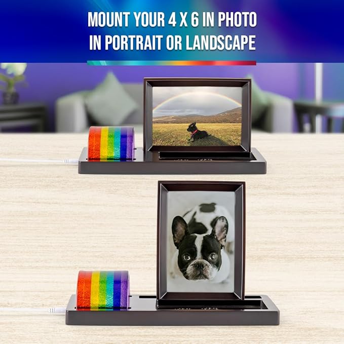 Capti Rainbow Bridge Light and Dog Photo Frame – Radiant Dog Memorial Gifts for Loss of Pet, Rainbow Glass Dog Memorial Frame, LED Light, for Sympathy, Bereavement, Grief and Loss of A Dog or Cat