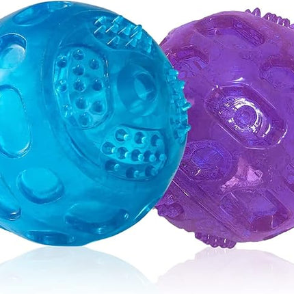 3'' Squeaky Dog Toy Balls for Lagre Medium Breed, Indestructible Dog Balls for Playing, Fetching & Retrieving, Durable Aggressive Chewers, 2 PCS Blue+Purple