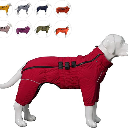 Lovelonglong Dog Coat, Red, S (Back 11", Chest 14.5"), Waterproof, Reflective, Windproof, Adjustable, Modern, Dog Winter, Small Medium Large Dogs, Cotton with Waterproof Outer Layer