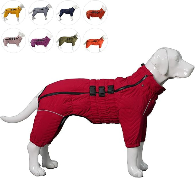 Lovelonglong Dog Coat, Red, S (Back 11", Chest 14.5"), Waterproof, Reflective, Windproof, Adjustable, Modern, Dog Winter, Small Medium Large Dogs, Cotton with Waterproof Outer Layer