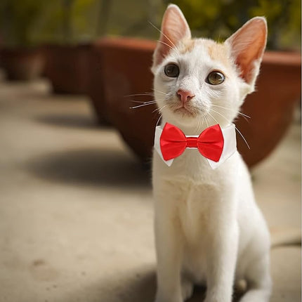 Dog Bowtie, KOOLMOX Tux Dog Collar for Weddings with Handcrafted Adjustable White Collar and Black Tie, Classic Neck Tie for Small to Medium Dogs Cats Puppies Valentine's Costumes