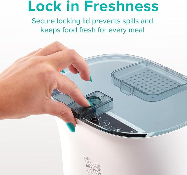 Arf Pets Automatic Pet Feeder Food Dispenser for Dogs, Cats & Small Animals – Features Distribution Alarms, Portion Control & Voice Recording – Timer Programmable Up to 4 Meals a Day