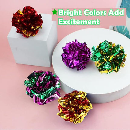 Mylar Crinkle Balls Cat Toys Interactive Crinkle Cat Toy Balls Independent Pet Kitten Cat Toys for Fat Cats Kittens Exercise, Soft and 2.36 to 2.5-Inch (24 Pack)