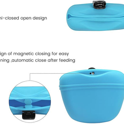AUDWUD Silicone Dog Treat Pouch,With Dog Training Clicker,Clip on Portable Training Container,Convenient Magnetic Buckle Closing and Upgraded Waist Clip for Enhanced Stability