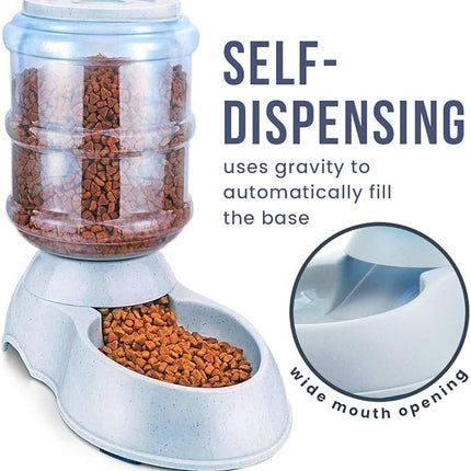 Zento Deals Automatic Self-Dispensing Pet Feeder Premium Quality Replenish Eating Bowl Storage Container Self Feeding Gravity 3.5 liters (Feeder)