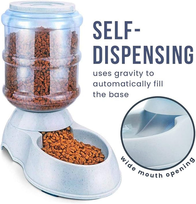Zento Deals Automatic Self-Dispensing Pet Feeder Premium Quality Replenish Eating Bowl Storage Container Self Feeding Gravity 3.5 liters (Feeder)