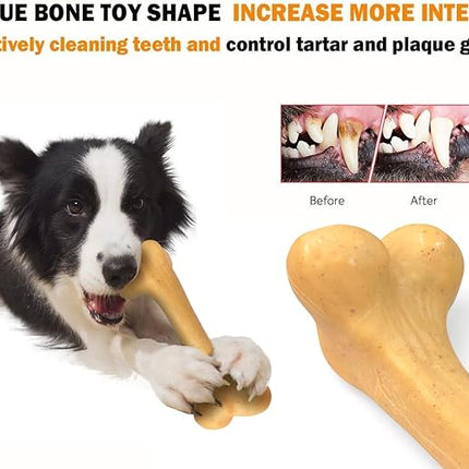 Indestructible Dog Bones for Aggressive Chewers, Durable Tough Puppy Teething Toys, Interactive Dog Toys for Medium/Large Breed, Beef & Chicken Flavor (3pcs)