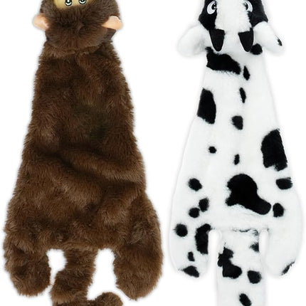 Best Pet Supplies Squeaky Dog Toys with Soft Durable Fabric for Small, Medium and Large Pets Interactive Toy for Indoor Play, Supports Active Biting and Play - Cow, Monkey, Small