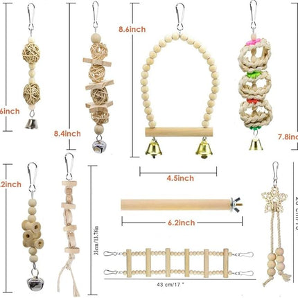 Bird Parrot Swing Toys, Chewing Standing Hanging Perch Hammock Climbing Ladder Bird Cage Toys for Budgerigar, Parakeet, Conure, Cockatiel, Mynah, Love Birds, Finches and Other Small to Medium Birds