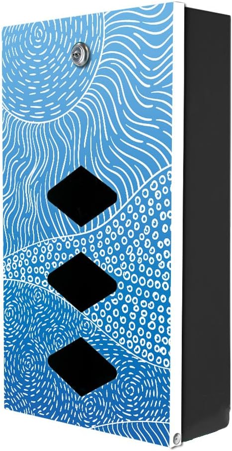 Dispense-Art™ Collection Rolling Hills - Blue - Custom UV Printed Design on Rust-Proof Aluminum Starter Dog Waste Station/roll Bag System - Includes 400 Dog Waste Bags & 10x12 Sign