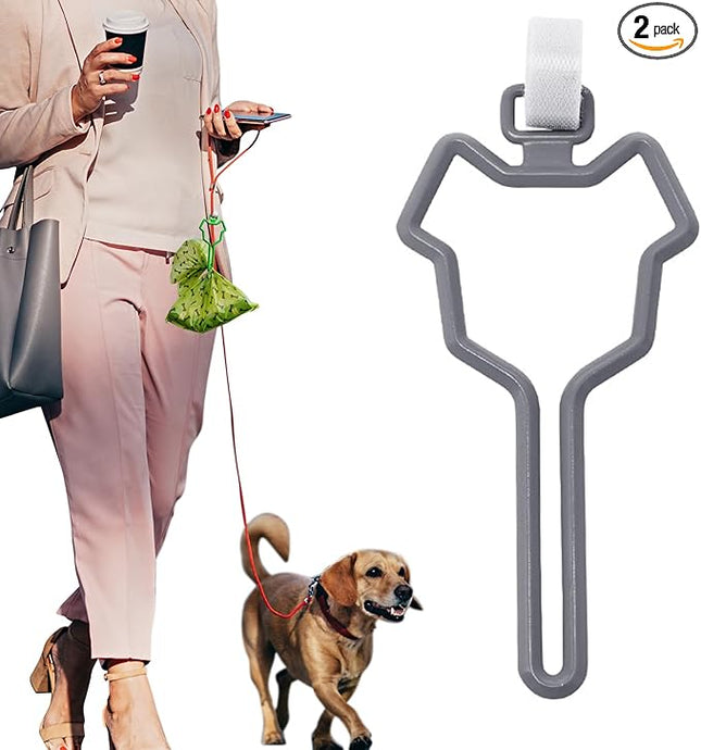 Dalzom® 2Pcs Dog Poop Bag Holder, Waste Bag Holder Carrier for Leash, Dog Poop Bag Dispenser for Walking Running Bicycle Accessory (Gray)