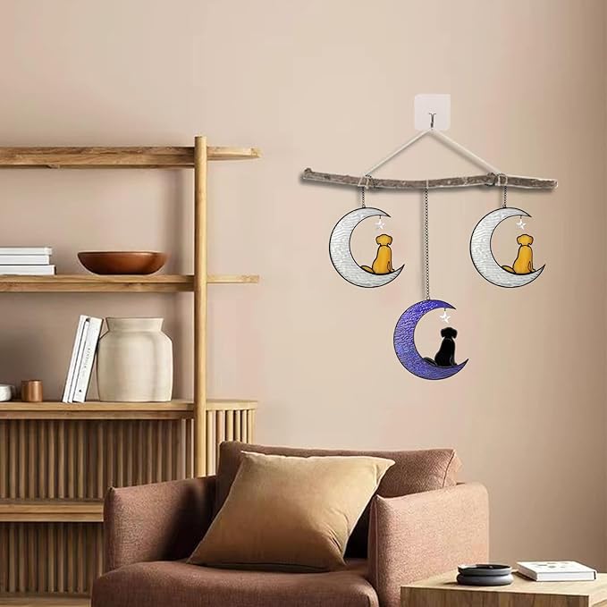 Stained Glass Dog Suncatcher Memorial Gifts for Loss of Pet,Window Hanging Decor in Memory of Dog Passing Away Gifts