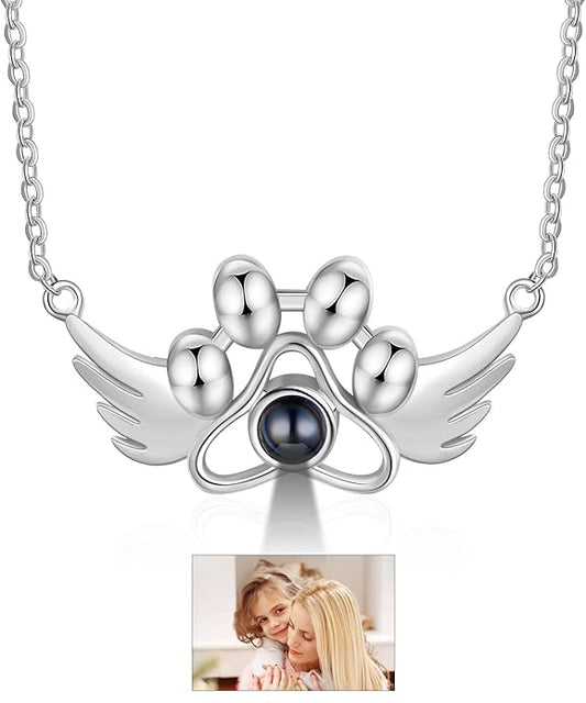 Customized Paw Print Necklace Personalized Pet Name Necklace Custom Engraved Dog Cat Paw Pendant Necklace Pet Memorial Gift for Pet Lovers