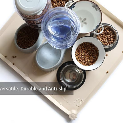 Hoki Found XX-Large Silicone Pet Food Mats - Non Slip Cat Dog Bowl Placemats - Waterproof Feeding Mats - Suitable for Carpet - Papayawhip