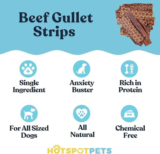hotspot pets Beef Esophagus Dog Treats (6 INCHES - 25 Count) Grass Fed with No Added Hormone, All Natural Jerky Dog Treats - Chews Rich in Glucosamine & Chondroitin for Joint Health