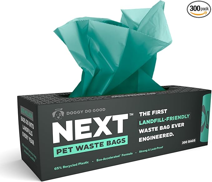 Doggy Do Good Next Pet Waste Bags, Landfill Friendly Recycled Plastic Unscented Dog Poop Bags for Dogs, Thick & Leakproof, Strong, Earth Friendly Poop Bags, 300 Count