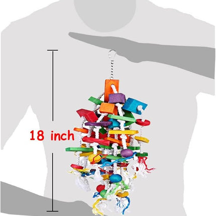 Bird Chewing Toy Large Medium Parrot Cage Bite Toys African Grey Macaws Cockatoos Eclectus Amazon (Waterfall-Big)