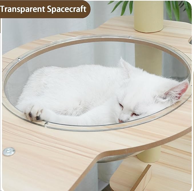 65-Inch Multi-Pure Wood-Level Cat Tree Tower with Condo, 13 Scratching Posts, with Padded Platform Bed, Toy Balls, and Sisal Scratching,Cat Tree for Indoor Cats Large Adult，Wood cat Tree.