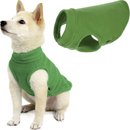 Gooby Stretch Fleece Vest Dog Sweater - Grass Green, Medium - Warm Pullover Super Stretchy Fleece Dog Jacket for Small to Large Dogs