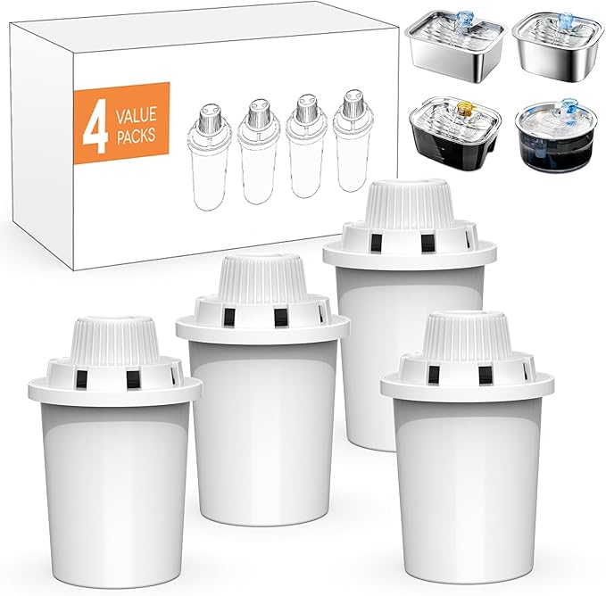 (4 Pack) Replacement Filters for lesotc Dog Water Fountain, High-Efficiency & Safer & Cleaner Replacement Water Filters for lesotc Large Dog Water Fountain/Dog Water Bowl Dispenser