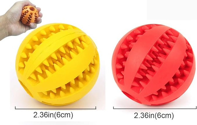 Sunglow 2 Pack Dog Toy Ball，Nontoxic Bite Resistant Teething Toys Balls for Small/Medium/Large Dog and Puppy Cat, Dog Pet Food Treat Feeder Chew Tooth Cleaning Ball Exercise Game IQ Training Ball