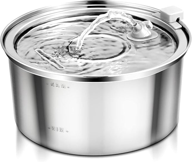 Automatic Stainless Steel Cat Water Fountain for Multi Pet Households, 3.2L/108oz, Large Capacity Dog Water Dispenser with Ultra Quiet Pump