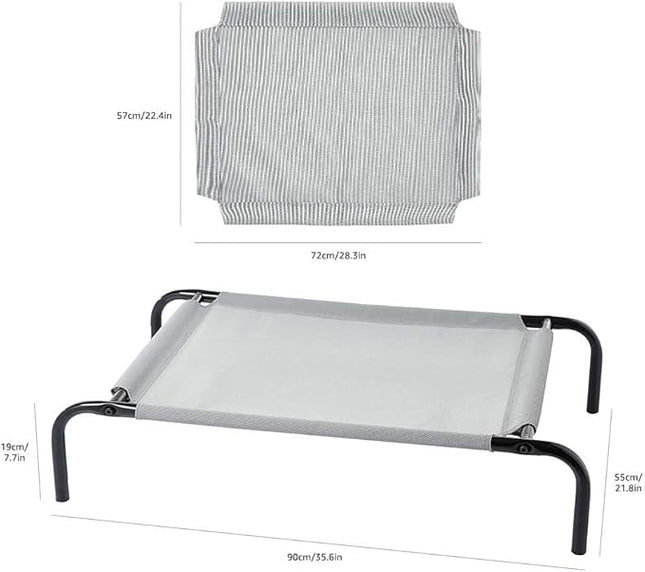 Amazon Basics Cooling Breathable Elevated Dog Bed with Metal Frame for Small Dogs, 36 x 22 x 7.5 Inch, Grey