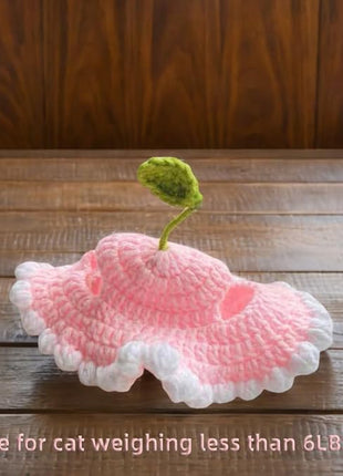 Cat Part Hat with Ear Holes and Adjustable tie, Soft Polyester, Washable| Cute Flower Party Hat for Cats,Pink S,4–16 lbs, Holiday & Photo Outfit