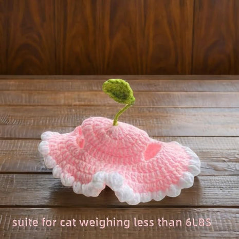 Cat Part Hat with Ear Holes and Adjustable tie, Soft Polyester, Washable| Cute Flower Party Hat for Cats,Pink S,4–16 lbs, Holiday & Photo Outfit