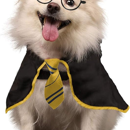 Halloween Dog Costume Wizard Pet Shirt Funny Cat Clothes for Dogs Cats Clothing Outfits with Glasses (Small,Yellow)