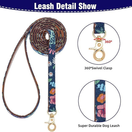 EXPAWLORER Dog Collar and Leash Set - Classic Plaid Dog Bow Tie and Dog Bandana Collar with Bell, Dog Leash Tangle Free, Adjustable Collars for Small Medium Large Dogs Cats, Holiday Ideal Gift