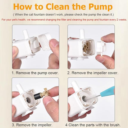 Replacement Pump for Cat Water Fountain Dog Water Dispenser Ultra Quiet Long Lifespan Water Pump, LED Lights