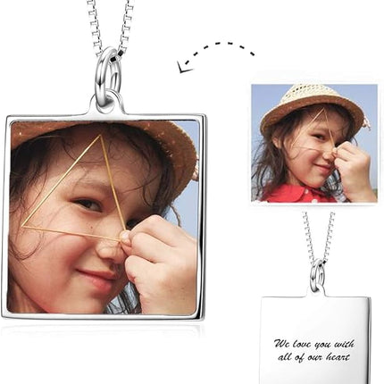 LONAGO Full Color Photo Picture Personalized Necklace Custom Etched Dog Tag Image Pendant with Message Name