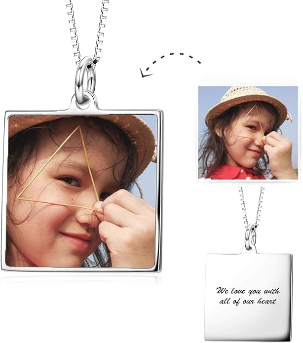 LONAGO Full Color Photo Picture Personalized Necklace Custom Etched Dog Tag Image Pendant with Message Name