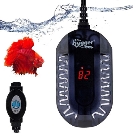 hygger 50W Mini Submersible Digital Display Aquarium Heater for Small Fish Tank, Compact and Fast Heating Thermostat, with External Controller and Built-in Thermometer, for Betta, Turtle