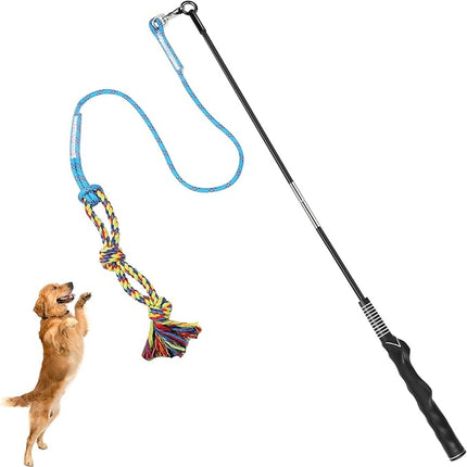 DIBBATU Flirt Pole for Dogs Interactive Dog Toys for Large Medium Small Dogs Chase and Tug of War, Dog Teaser Wand with Lure Chewing Toy for Outdoor Exercise & Training