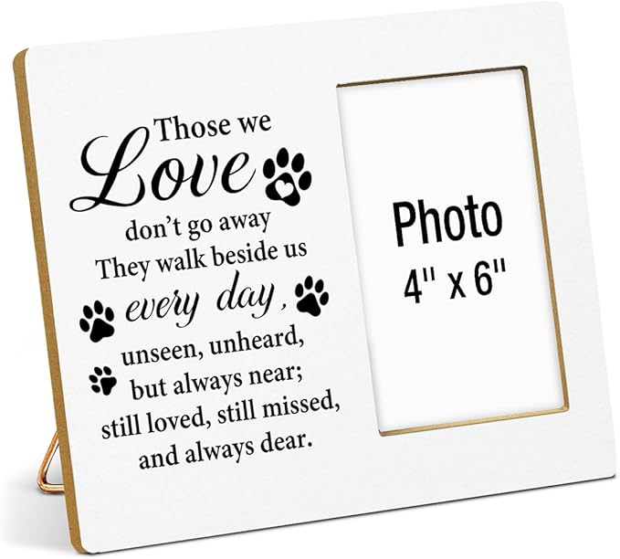 Pet Memorial Gift for Dogs Picture Frame, Sympathy Gifts for Loss of Loved Pet, Dog Bereavement Gifts, Cat Remembrance Gift Wood Photo Frames, 4 x 6 Inch Photo