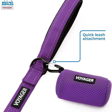 Best Pet Supplies 2-Pack Dog Poop Bag Holder Leash Attachment, Color, Reusable Mesh Dispenser Pouch for Travel, Walking, Park, and Outdoor Use, Soft and Durable with Clip-On - Mesh Purple