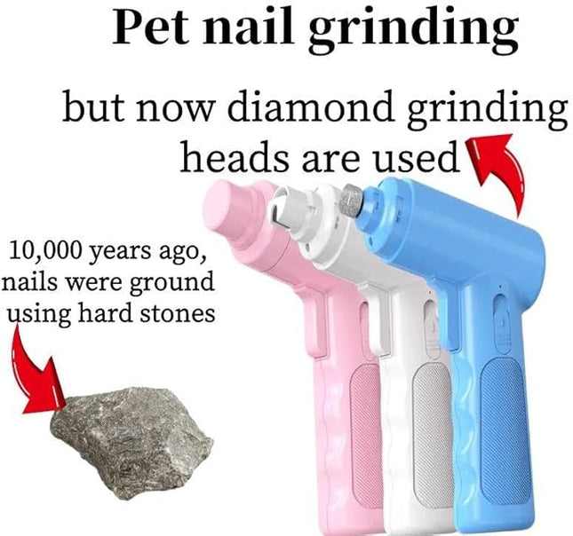 Super Silent Low Vibration Nail Grinder for Dogs and Cats-Equipped with 2 LED Lights for Easy and Quick Operation-USB Charging, Wireless Design -3 Speed Adjustment-Ideal for All Body Types (Blue)