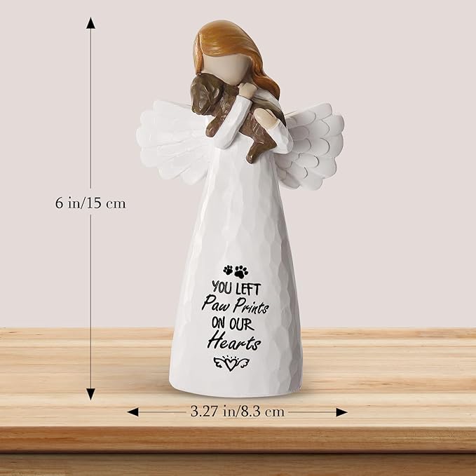 Pet Memorial Gifts for Dogs - Dog Bereavement Sympathy Gift, Loss of Dog Remembrance Keepsake with “You Left Paw Prints on Our Hearts”, Ideal for Rainbow Bridge & Pet Loss Memorial(White)